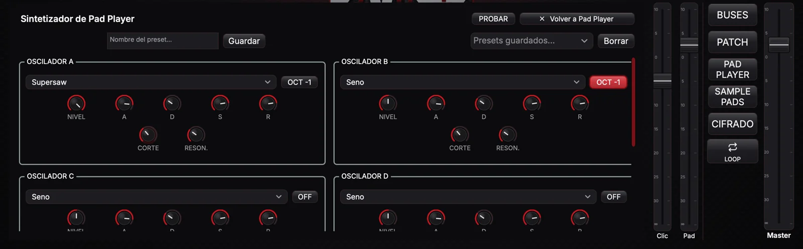 Sintetizador de Pad Player